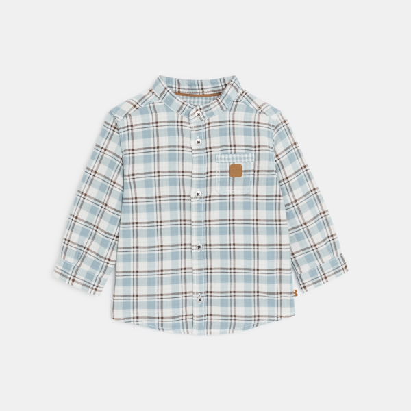 قميص بمربعات أنبوبية، أزرق اللون، لطفل رضيع